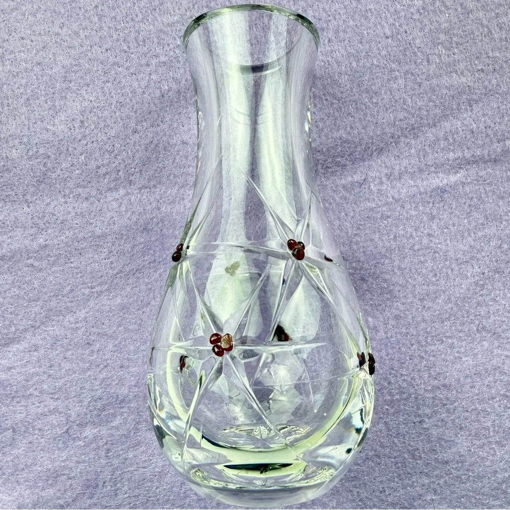 Vintage Ruckl Crystal Bohemian Starburst design Bud Vase.